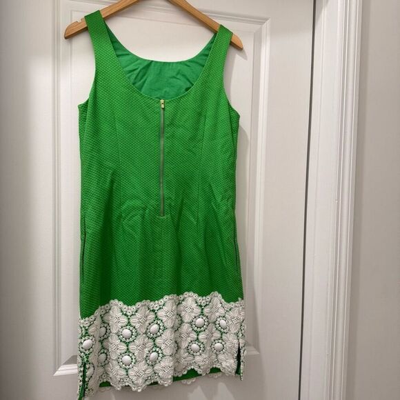 Lilly Pulitzer Jubilee Kelly Green White Bead Sleeveless Tank Sheath Dress sz 6 - Picture 6 of 7